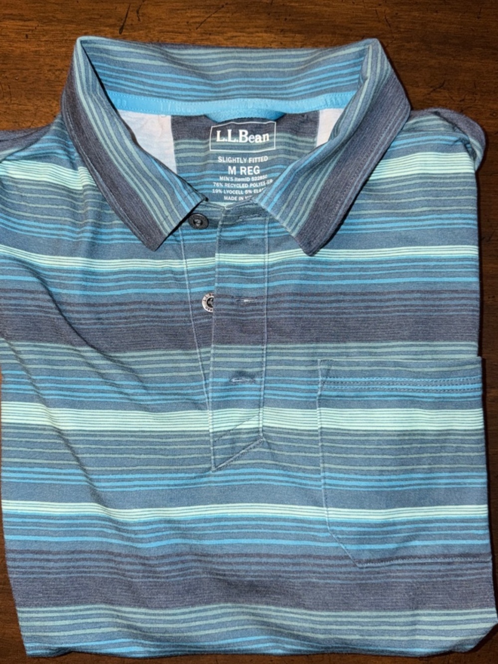 LL Bean Slightly Fitted Polo Medium Regular M Stretch Light Weight